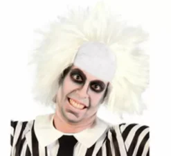Parrucca da fantasma a righe per adulti