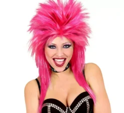 Parrucca da Rockstar rosa shocking per adulto