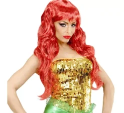 Parrucca da sirena lunga rossa per adulti in scatola