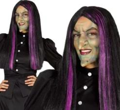 Parrucca da strega con ciocche lilla per Halloween