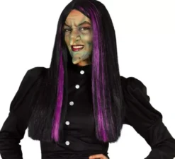 Parrucca da strega con ciocche lilla per Halloween