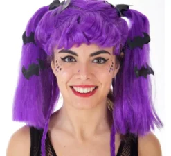 Parrucca da vampiro con trecce lilla per adulti