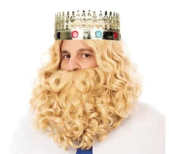 Parrucca del Re Mago con barba bionda opaca