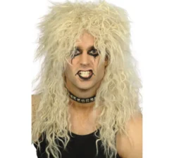 Parrucca di capelli duri bionda rock degli anni '80 per l'uomo