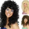 Parrucca di capelli ricci boogie degli anni '80 per le donne in vari colori