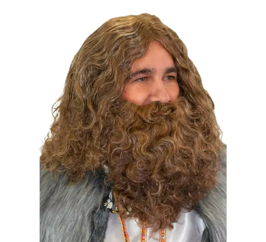 Parrucca e barba del re mago Gasparre colore castano Deluxe