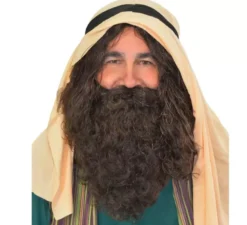 Parrucca e barba nera di San Giuseppe Deluxe