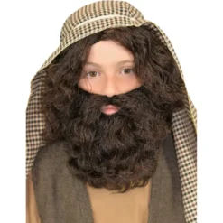 Parrucca e barba nere per bambini San José Deluxe