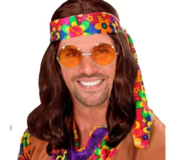 Parrucca Hippie con fascia in vari colori per adulti