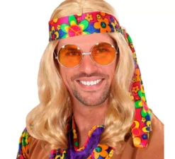 Parrucca Hippie con fascia in vari colori per adulti
