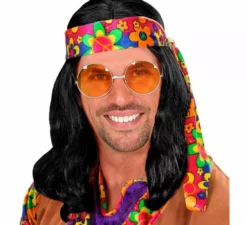 Parrucca hippie nera con bandana