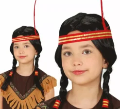 Parrucca indiana con treccine in scatola per bambini