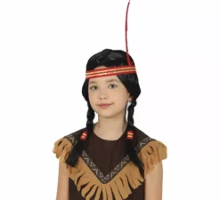 Parrucca indiana con treccine in scatola per bambini