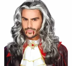 Parrucca lunga da vampiro bianca e nera