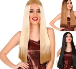 Parrucca lunga e liscia da 60 cm in vari colori