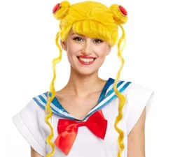 Parrucca manga con fiocco giallo e pietre