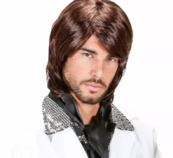 Parrucca marrone da pop star anni '70