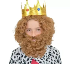 Parrucca marrone deluxe per bambini e barba del mago Re Gaspar