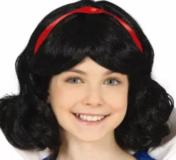 Parrucca nera con nastro rosso per bambini