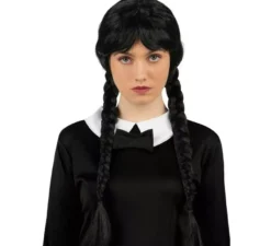 Parrucca nera da ragazza sinistra intrecciata