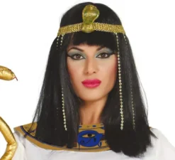 Parrucca nera di cleopatra. Parrucca bruna con frangetta