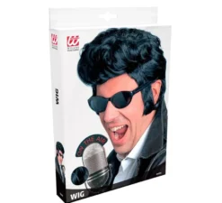 Parrucca nera per adulti Rock and Roll