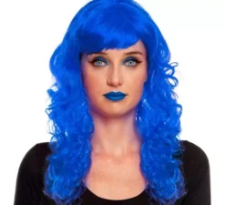 Parrucca onde blu scuro con frangia