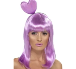 Parrucca pop queen lilla con fascia cuore per donna