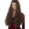 Parrucca principessa medievale marrone extra lunga