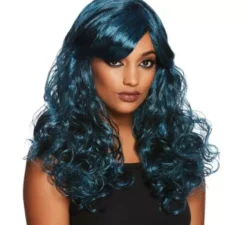 Parrucca riccia gotico nero e blu