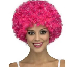 Parrucca rosa pagliaccio riccia