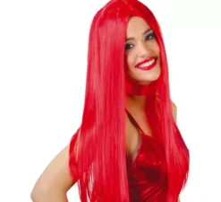 Parrucca rossa liscia di diablesa per Halloween
