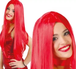 Parrucca rossa liscia di diablesa per Halloween