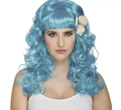 Parrucca sirena blu con conchiglie