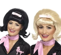 Parrucca stile anni '50 con fiocco per donna in vari colori