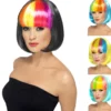 Parrucca stile Bob in vari colori con frangia arcobaleno