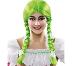 Parrucca verde bavarese con trecce e fiori
