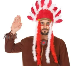Pennacchio da indiano rosso e bianco