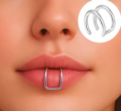 Piercing doppio labbro finto