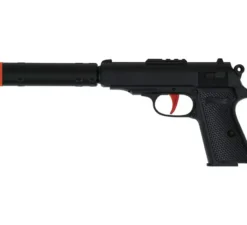 Pistola da agente segreto in plastica da 29 cm con silenziatore