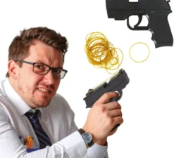 Pistola giocattolo in plastica da 17 cm con elastico