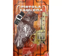 Pistola Revolver, fondina e cinghia con fibbia Cowboy colori assortiti