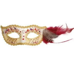 Piuma bianca maschera con Rosa