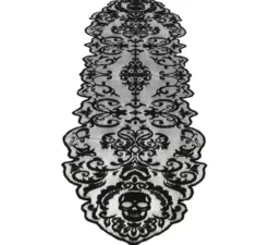 Pizzo Teschi per Tavolo nero 180x35 cm