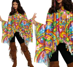 Poncho hippie multicolore per adulti