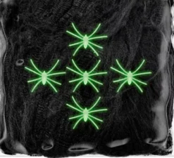 Ragnatela nera da 100 g con 5 ragni fluorescenti
