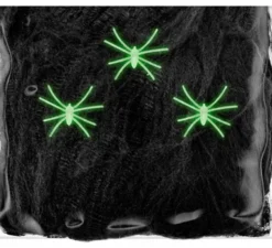 Ragnatela nera da 50 g con 3 ragni fluorescenti