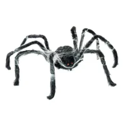 Ragno nero ambulante con tela 80x18x8 cm