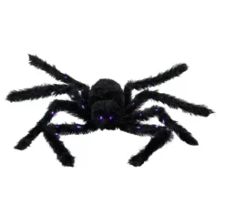 Ragno peloso nero con luce 86 cm