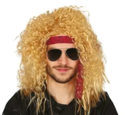 Rocker parrucca bionda con nastro adesivo